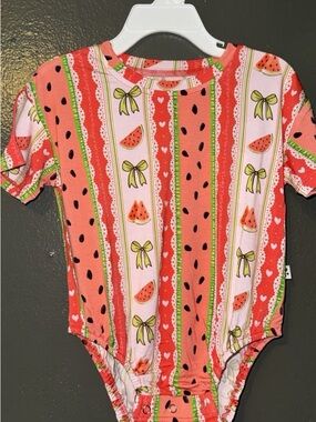 BAMBOO Pink and Red Watermelon Print One-Piece Bodysuit